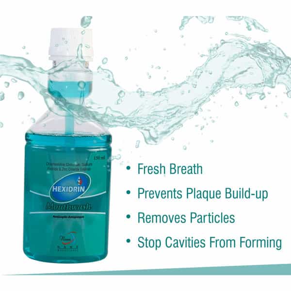 Hexidrin Cool Mint Alcohol Free Mouthwash| Removes 99.99% Of Germs| Sugar Free (150Ml Pack-3-Green)