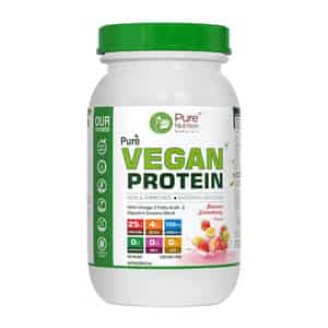 Pure Nutrition Vegan Protein - Banana Strawberry Flavour L Vegan Protein|muscle & Bone Strength, 1kg