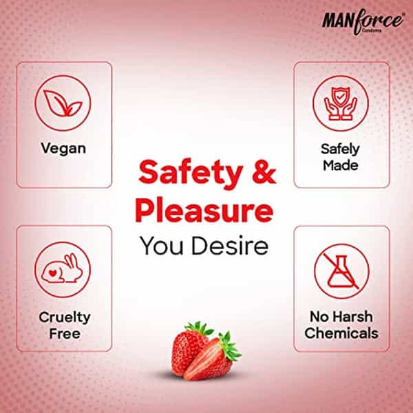 Manforce Condoms 3 In 1 Ribbed Contour Dotted Strawberry Flavoured Condoms - 10 Pcs X Pack Of 4