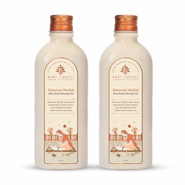Baby Forest Maasoom Maalish Baby Body Massage Oil|10 Ayurvedic Essential Oils | Pack Of 2 X 200 Ml