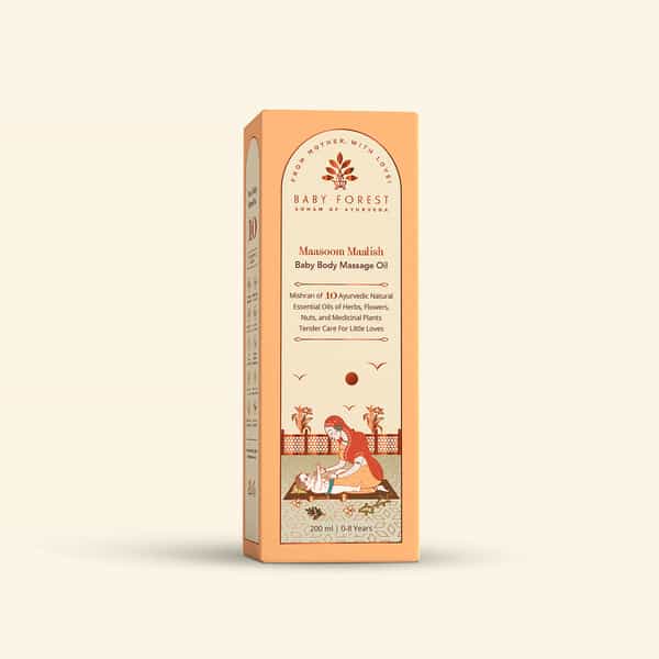 Baby Forest Maasoom Maalish Baby Body Massage Oil|10 Ayurvedic Essential Oils | Pack Of 2 X 200 Ml