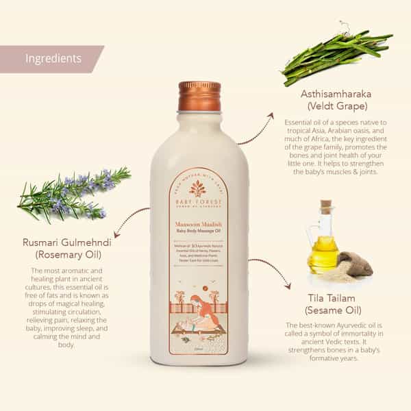 Baby Forest Maasoom Maalish Baby Body Massage Oil|10 Ayurvedic Essential Oils | Pack Of 2 X 200 Ml