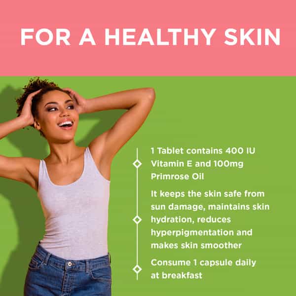 Hk Vitals Vitamin E Capsules For Face & Hair Controls Wrinkling Skin Roughness (60 No)