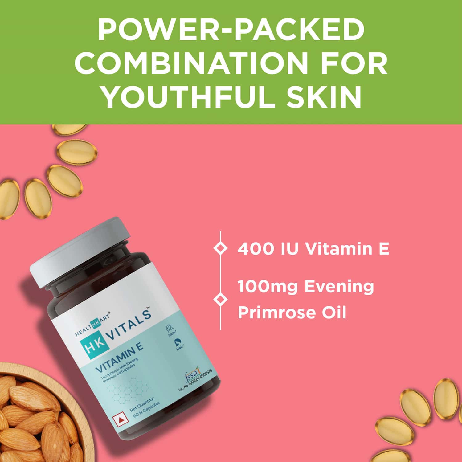Buy HEALTHKART HK VITALS VITAMIN E CAPSULES FOR FACE & HAIR CONTROLS