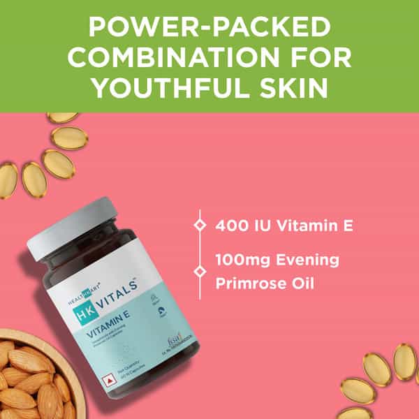 Hk Vitals Vitamin E Capsules For Face & Hair Controls Wrinkling Skin Roughness (60 No)