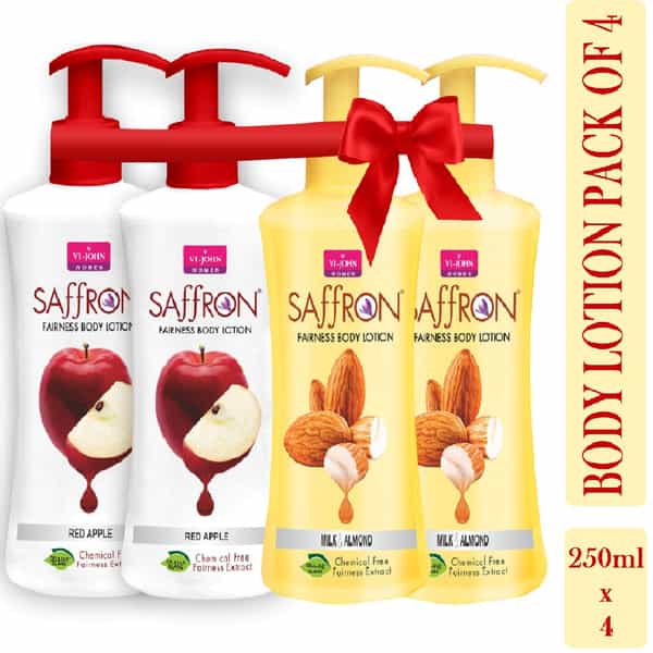 Vi-John Women All Skin Types Body Lotion Milk Almond & Red Apple 250Ml Eack (Pack Of 4)