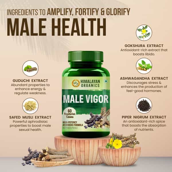 Himalayan Organics Male Vigor | Bottle | 60 Veg Tablets