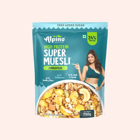 Alpino High Protein Super Muesli Cinnamon Pouch 750 Gm