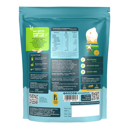 Alpino High Protein Super Muesli Cinnamon Pouch 750 Gm