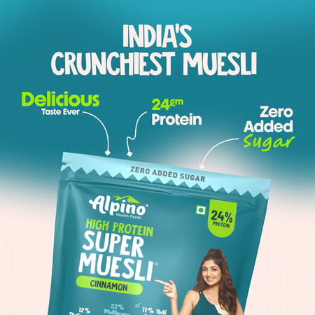 Alpino High Protein Super Muesli Cinnamon Pouch 750 Gm