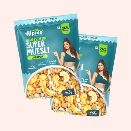 Alpino High Protein Super Muesli Cinnamon Pouch 750 Gm