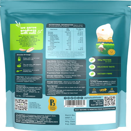 Alpino High Protein Super Muesli Cinnamon Pouch 750 Gm