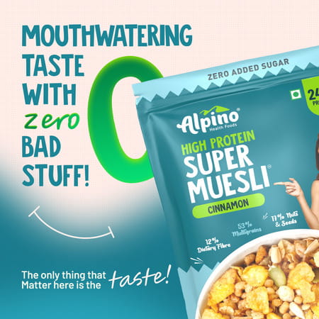 Alpino High Protein Super Muesli Cinnamon Pouch 750 Gm