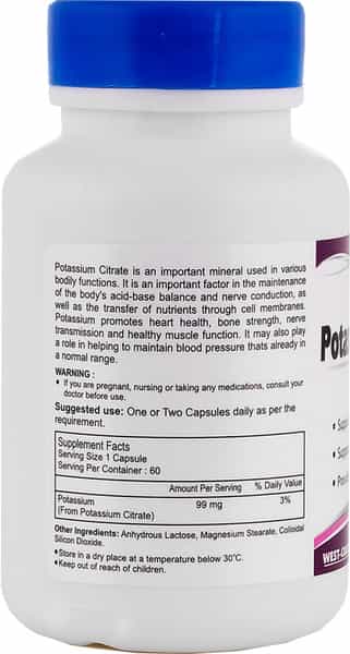 Healthvit Potassium Citrate 99Mg - 60 Capsules