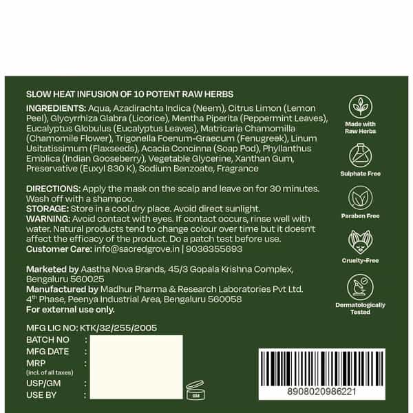 Sacred Grove Licorice & Peppermint Deep Clean Scalp Mask - 200Gms