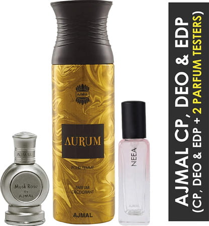 Ajmal Musk Rose Cp 12ml And Aurum Cp 10ml & Neea Edp Of 20ml (Total 42ml)