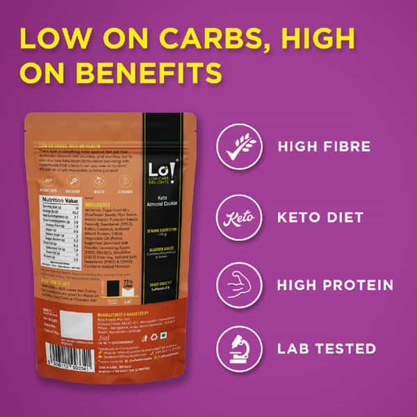 Lo! Low Carb Delights - Almond Keto Sugar Free Cookies (100G)