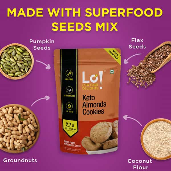 Lo! Low Carb Delights - Almond Keto Sugar Free Cookies (100G)