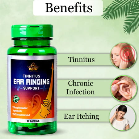 Cipzer Tinnitus 60 Capsules | Supports Ear Health & Eases Ringing| Buzzing & Hissing