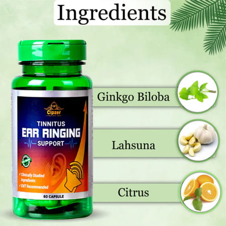 Cipzer Tinnitus 60 Capsules | Supports Ear Health & Eases Ringing| Buzzing & Hissing