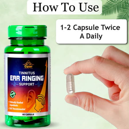 Cipzer Tinnitus 60 Capsules | Supports Ear Health & Eases Ringing| Buzzing & Hissing