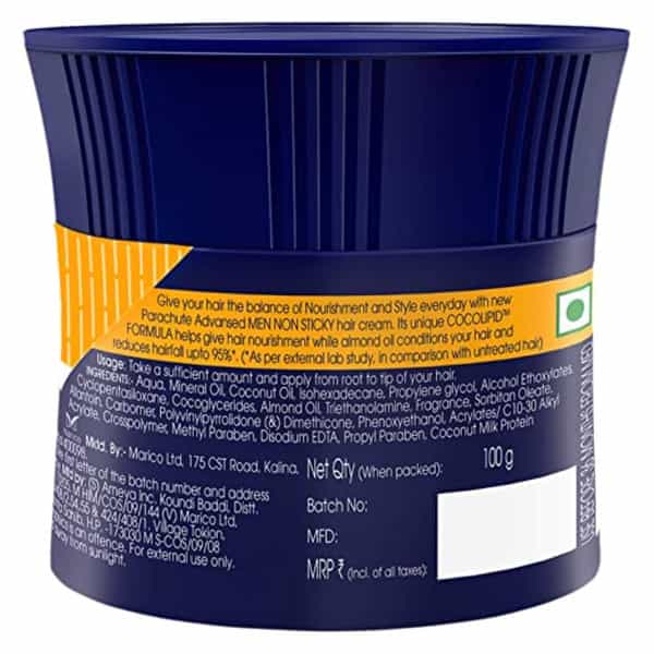 Parachute Men Anti Hairfall Aftershower Hair Cream 100 G