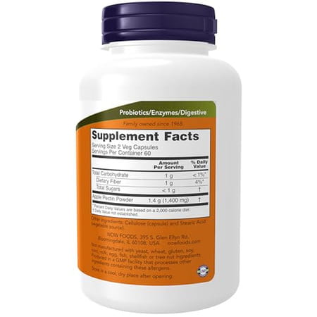 Now Foods Supplements | Apple Pectin 700 Mg | Dietary Fiber | Intestinal Support* | 120 Veg Capsules