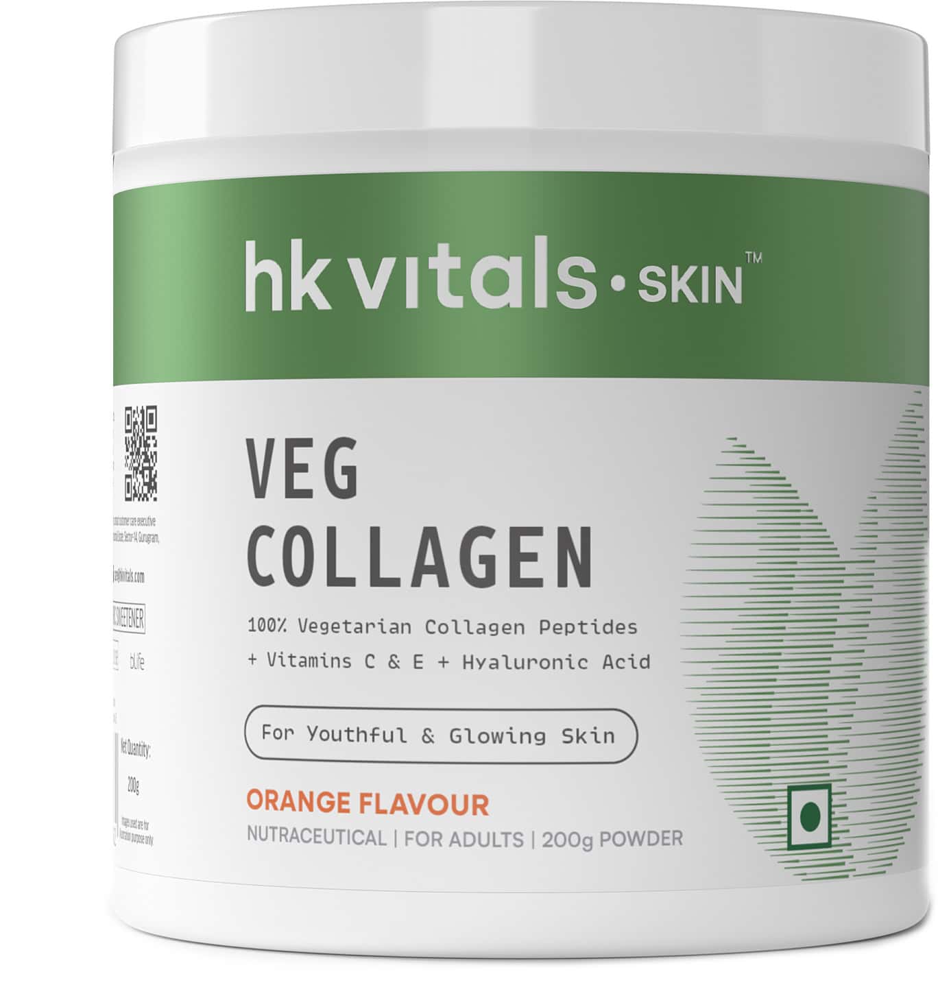 Hk Vitals Veg Collagen Supplement (orange | 200g) | With Biotin | Vitamin C & E | Sodium Hyaluronate