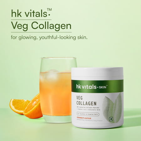 Hk Vitals Veg Collagen Supplement (Orange | 200g) | With Biotin | Vitamin C & E | Sodium Hyaluronate