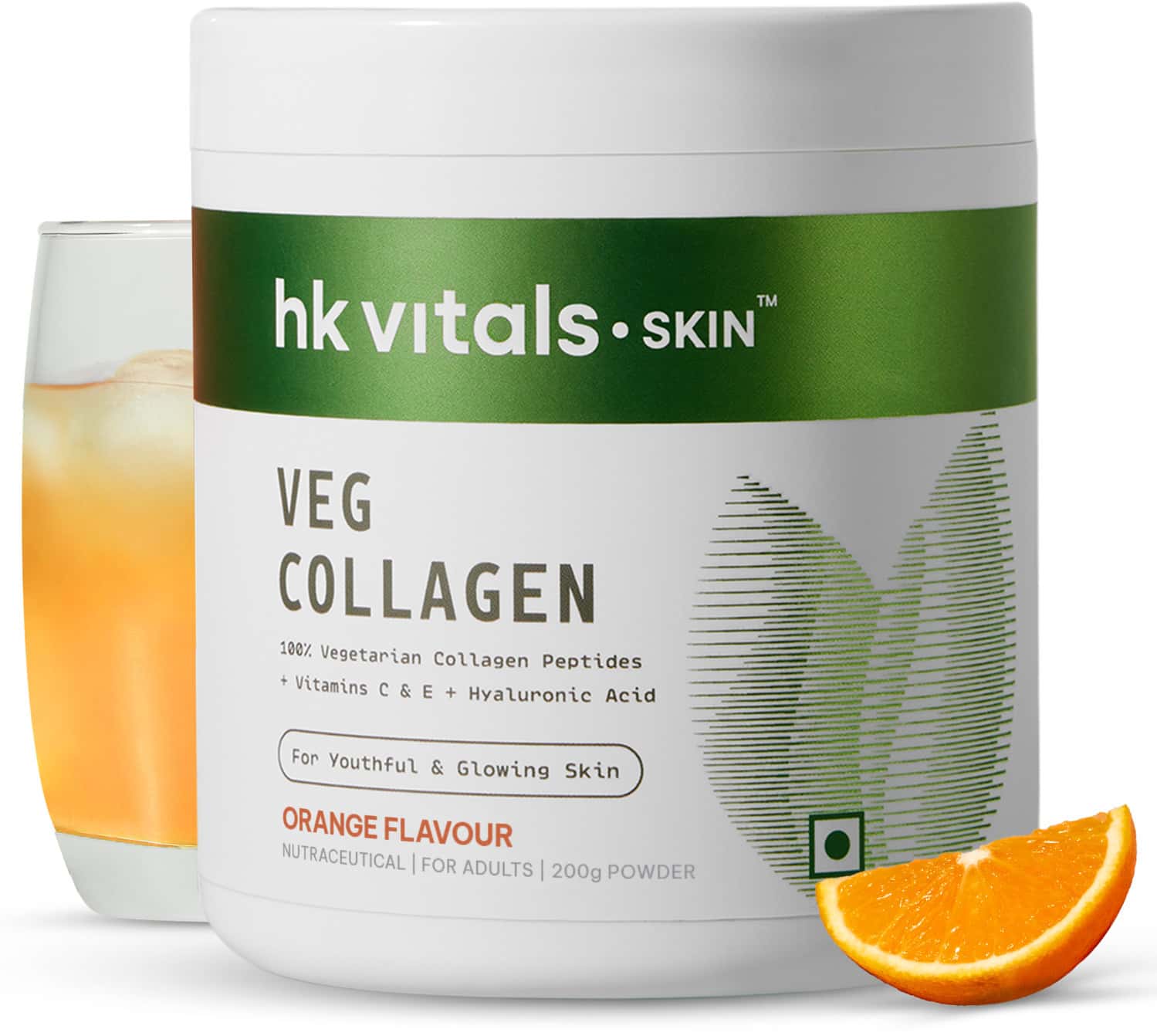Hk Vitals Veg Collagen Supplement (orange | 200g) | With Biotin | Vitamin C & E | Sodium Hyaluronate