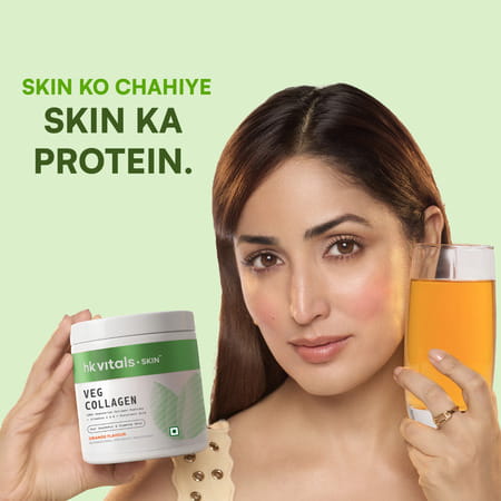 Hk Vitals Veg Collagen Supplement (Orange | 200G) | With Biotin | Vitamin C & E | Sodium Hyaluronate