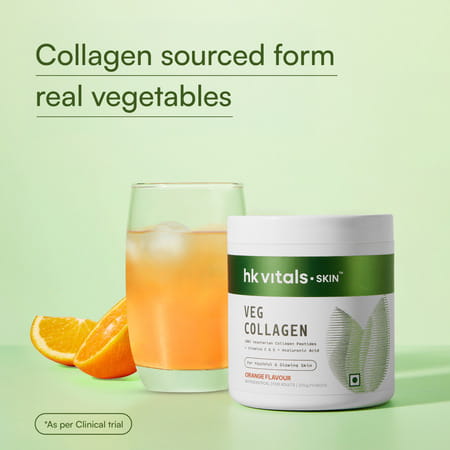 Hk Vitals Veg Collagen Supplement (Orange | 200G) | With Biotin | Vitamin C & E | Sodium Hyaluronate