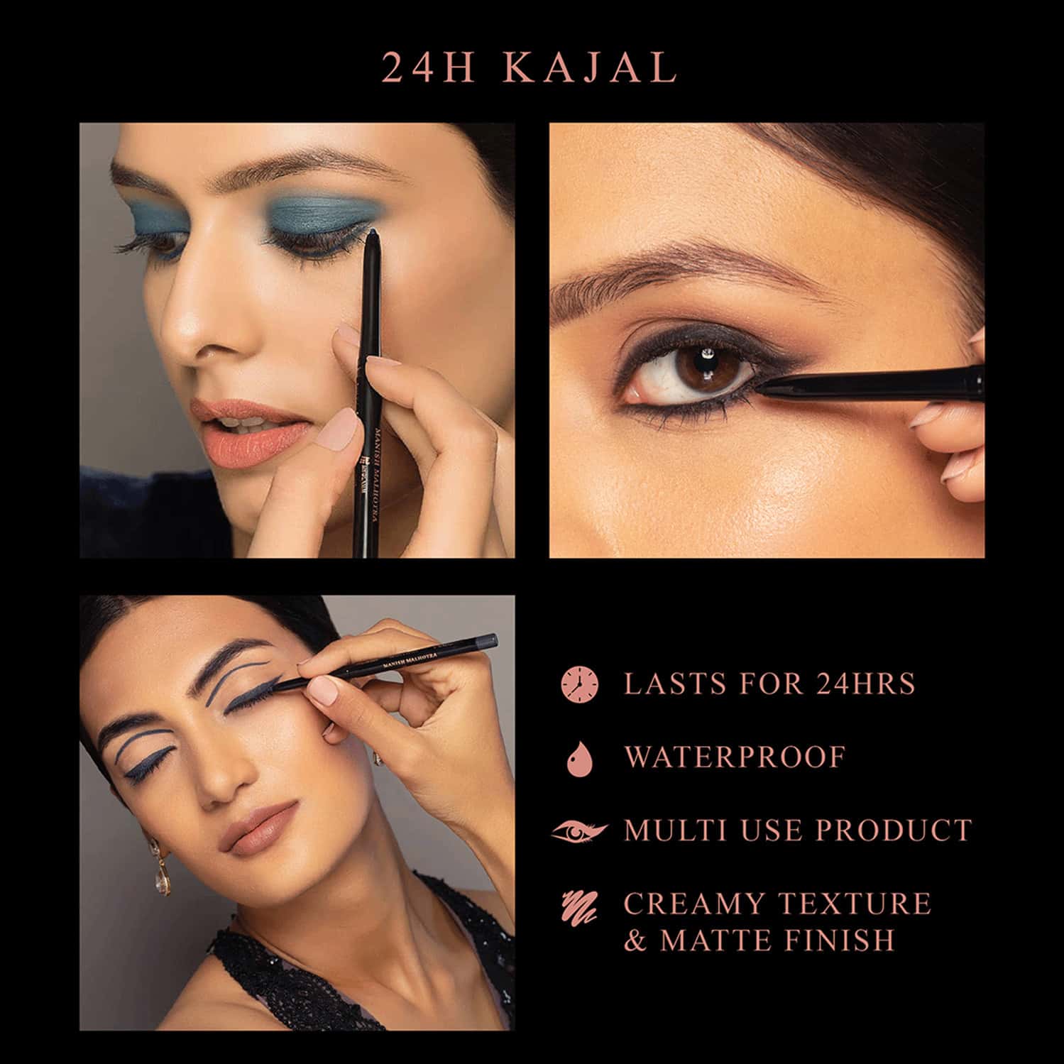 Buy MANISH MALHOTRA BEAUTY BY MYGLAMM 24H KAJAL EYELINERSMOKEY DIAMOND