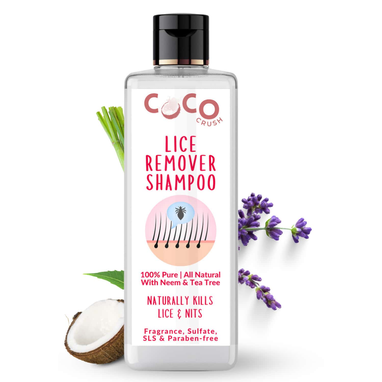 Coco Crush Ayurvedic Anti Lice Shampoo | Kills Lice/eggs/nits | 100% Naturally - 50ml