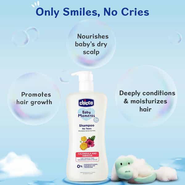 Chicco No-Tears Shampoo For Soft And Tangle-Free Baby Hair Soap Free 0M+ (200 Ml)