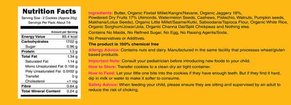 Early Foods Assorted Pack Of 6 - Ragi Dry Fruit Multigrain Jowar Foxtail Chocolate Jaggery Cookies