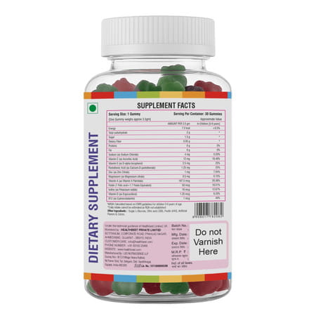 Healthbest Kidbest Kids Multivitamin & Multimineral Gummies Strawberry Flavour - 30 Gummies