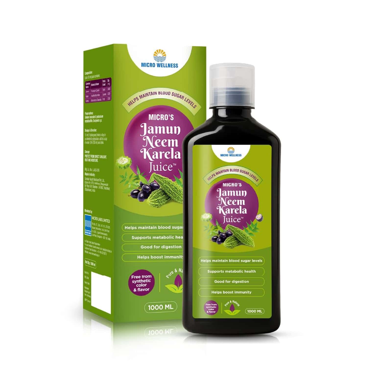 Micro Wellness Jamun Neem Karela Juice 1 L