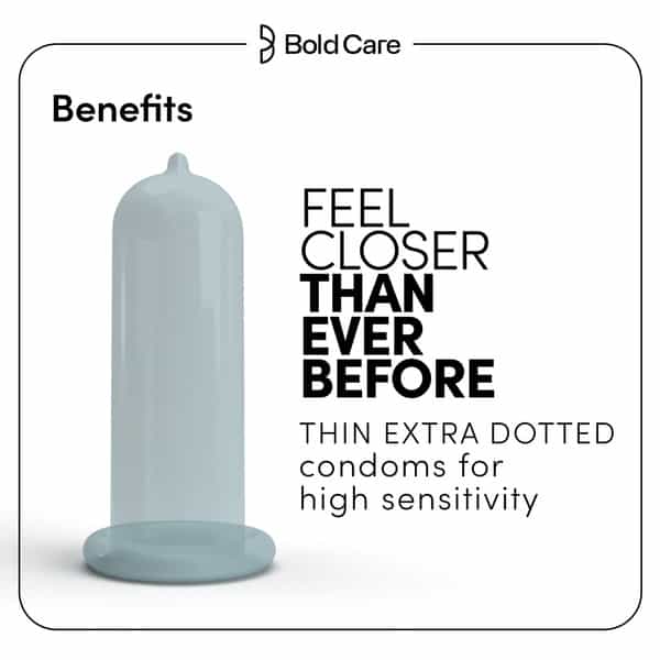 Bold Care 404 Extra Dotted Condom For Men |576 Dots |Ribbed Condom With Disposable Pouches - 10 Pcs.