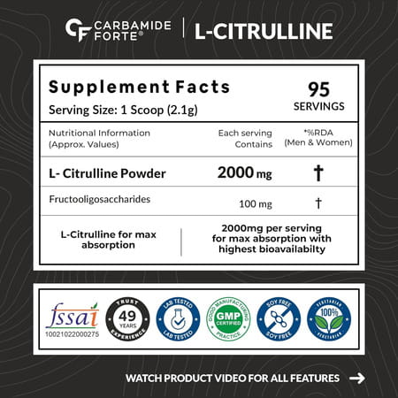 Carbamide Forte L Citrulline Powder | Pre Workout Supplement - 200G Powder