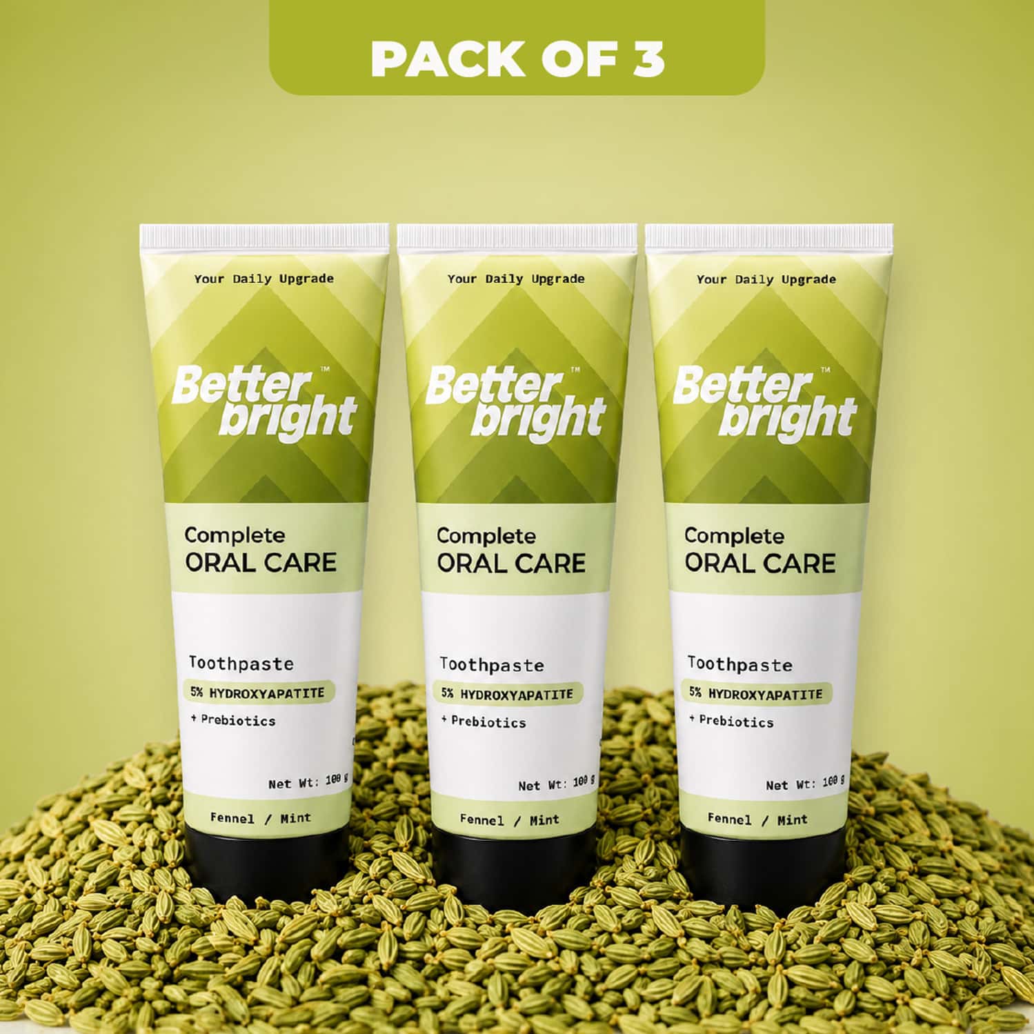 Fennel Mint Teeth Whitening Toothpaste| 5% Hap + Nha| Fresh Breath & Gum Health| Prebiotic Oral Care
