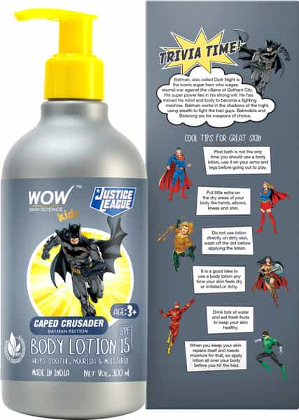 Wow Skin Science Kids Body Lotion - Spf 15 Caped Crusader Batman Edition - 300Ml