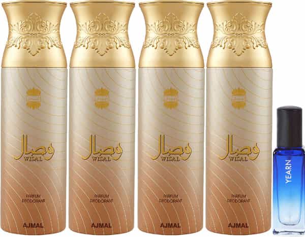 Ajmal 4 Wisal Deo Each 200Ml & Yearn Edp 20Ml Pack Of 5 (Total 820Ml) For Men & Women