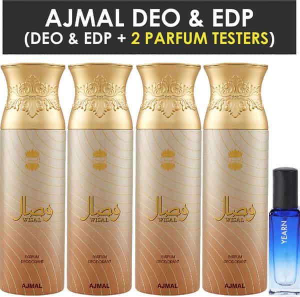 Ajmal 4 Wisal Deo Each 200Ml & Yearn Edp 20Ml Pack Of 5 (Total 820Ml) For Men & Women
