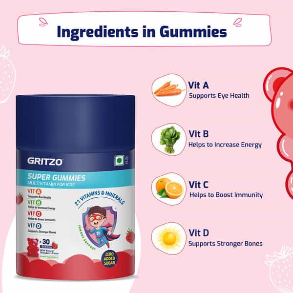 Gritzo Supermilk Growth+ (13+Y Girls) (Double Chocolate | 800G) With Super Gummies (Strawberry)
