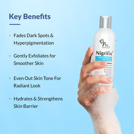 Fixderma Nigrifix Exfoliating Body Wash With 5% Actives | Gentle Exfoliating Shower Gel 200Ml
