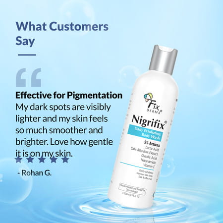 Fixderma Nigrifix Exfoliating Body Wash With 5% Actives | Gentle Exfoliating Shower Gel 200Ml