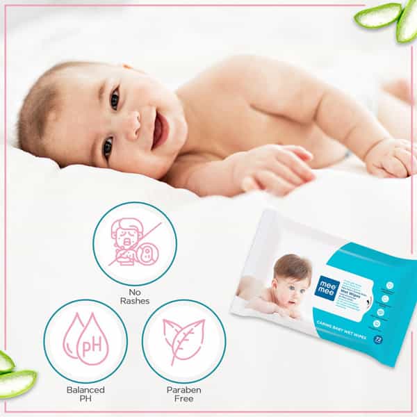 Meemee Baby Gentle Wet Wipes With Aloe Vera Extracts | 72 Count | Pack Of 3 (216 Wipes)
