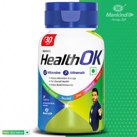 Health Ok Daily Multivitamin For Energy & Overall Health For Men30 Tablets X 3 (3 X 30 Tablets)