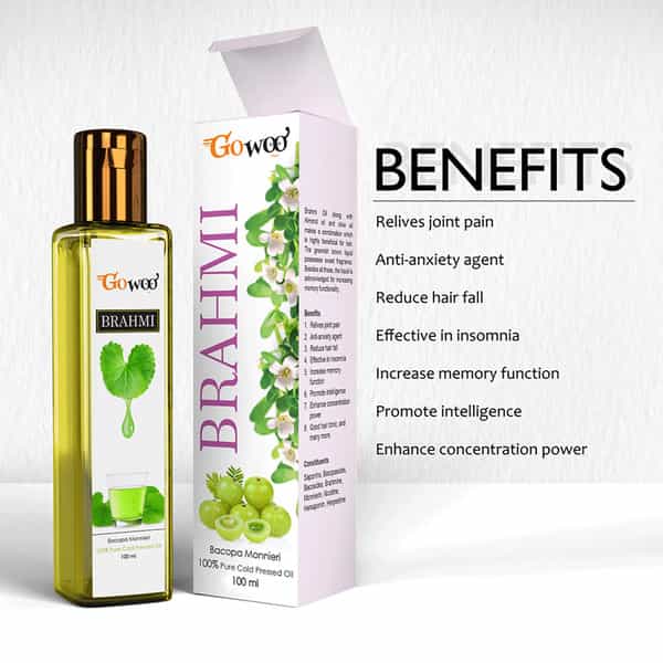 Go Woo 100% Pure Brahmi Carrier Oil Good For Sleep 100 Ml